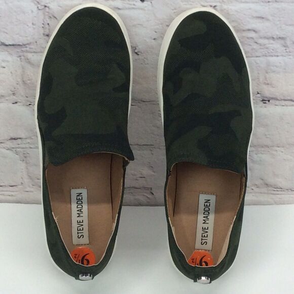 Steve Madden Zayna Platform Shoes Womens Size 9.5 Green Camo Slip On Walking - Picture 5 of 9